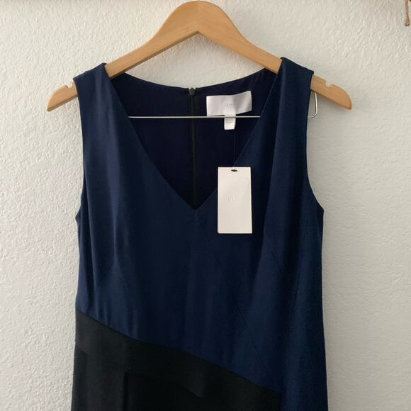 Boss by Hugo Boss V Neck Sleeveless A Line Dress Blue Black Size 6 New - Picture 4 of 10